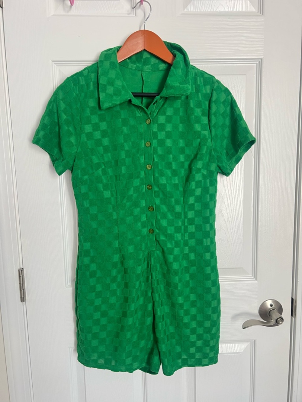 SHEIN Emerald Green Checker Romper